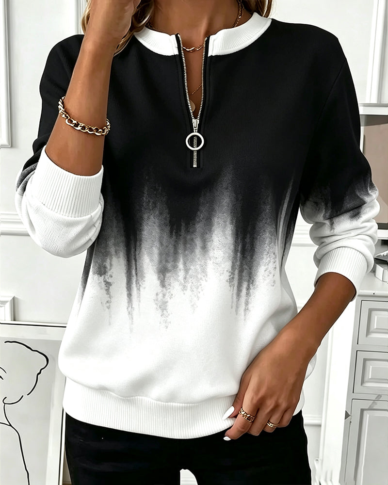 Sweatshirt Casual Gradient Langermet