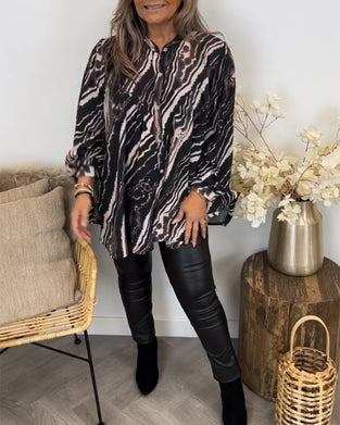 Bluse med retrostil og lange ermer