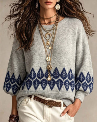 Pullover Rund Hals Lanterne Erme Blad