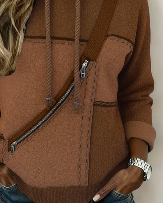 Stilig Hettegenser Med Fargeblokker