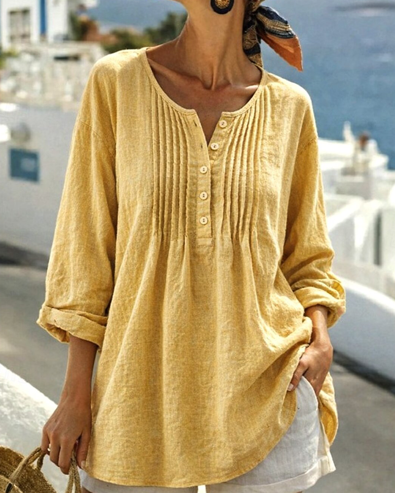 Bluse Brettet Mellomlang Casual
