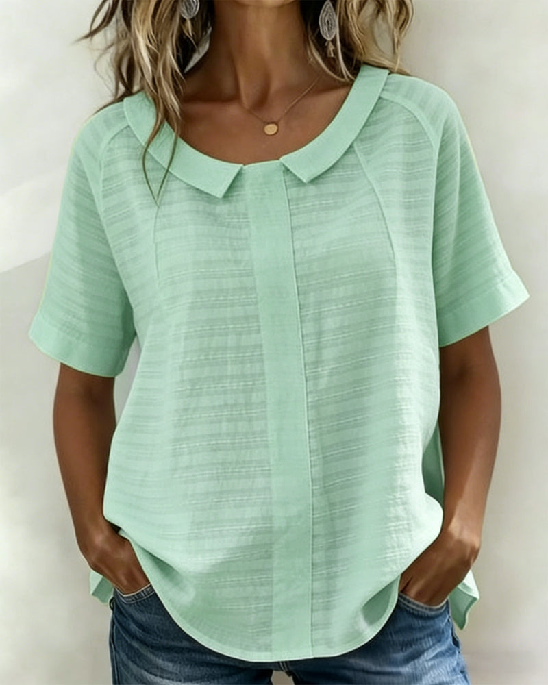 Bluse Teksturert Peter Pan Krage