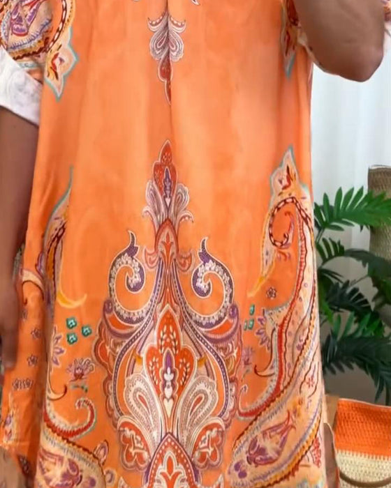 Kjole Retro Krage Trykk