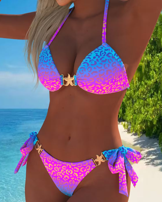 Bikini Halsbåndstrykk Leopard Metallspenne