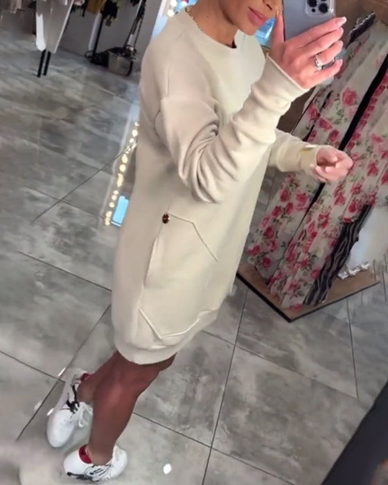 Kjole Pullover Lomme Langermet