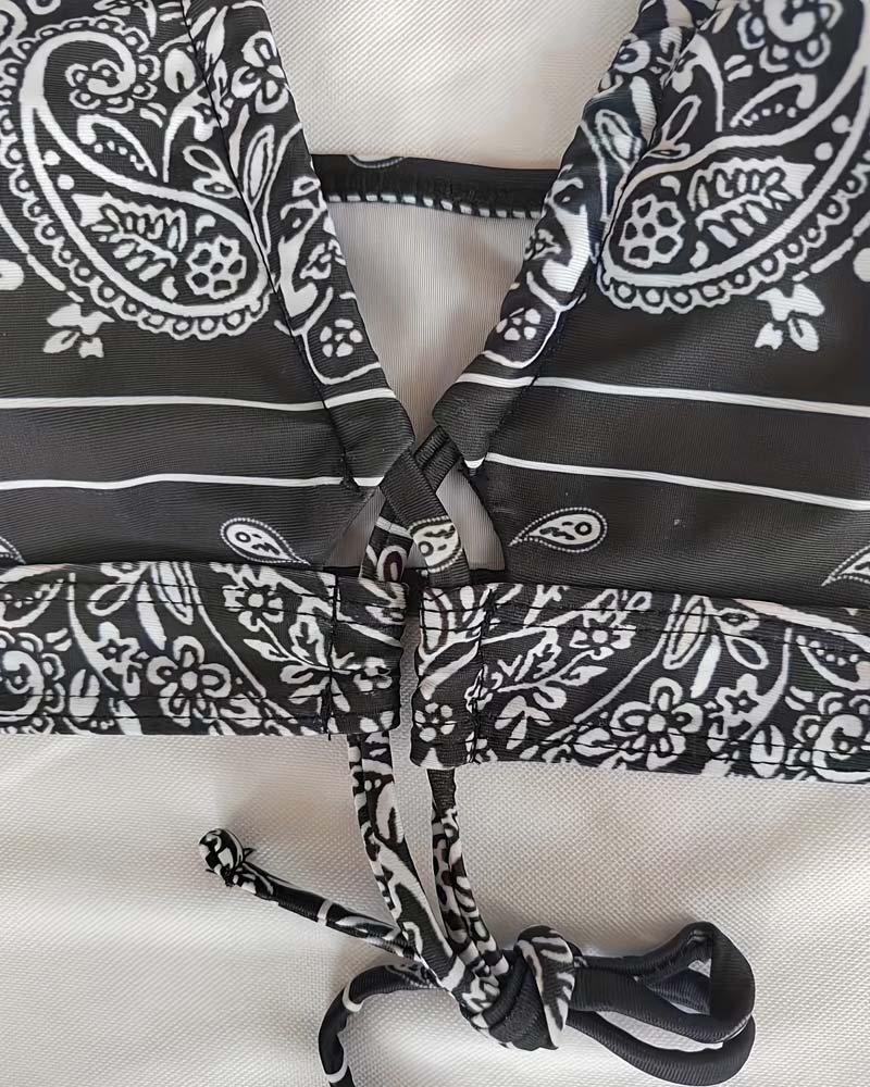 Bikini Halterneck Cashew Blomster Stropper