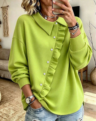 Sweatshirt Jakkeslag Rysjer Diagonal Knapp