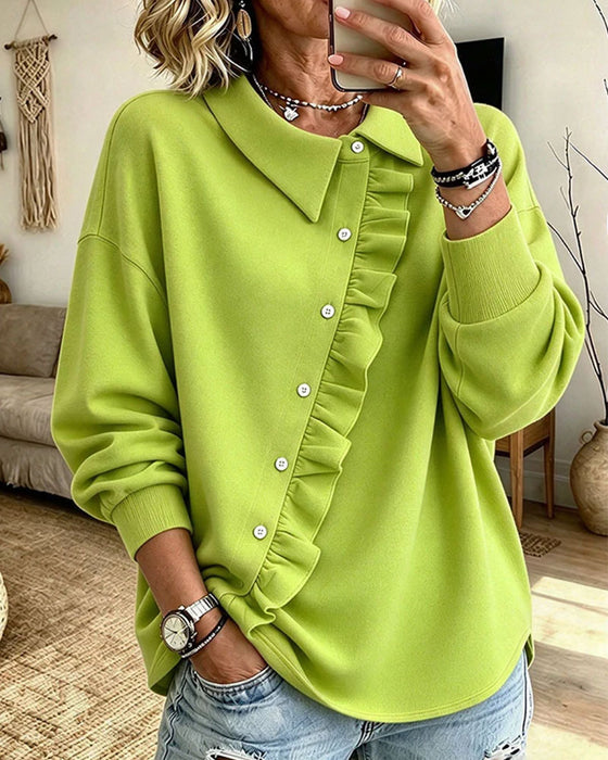 Sweatshirt Jakkeslag Rysjer Diagonal Knapp