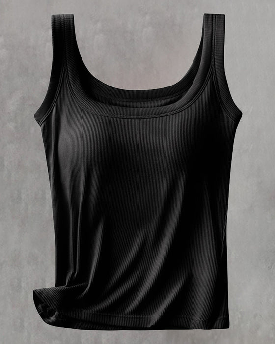 Vest I Ensfarget Med Innebygd Bh