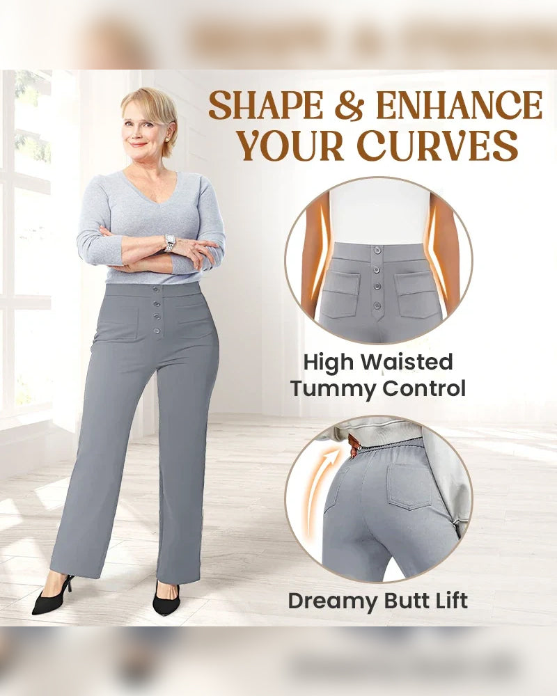 Bukse Høyhalset Knapping Vide Ben