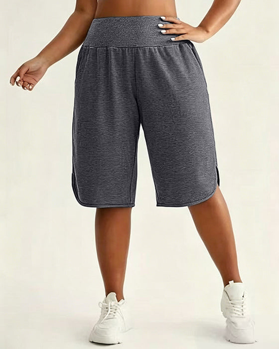 Høy Midje Vide Ben Shorts