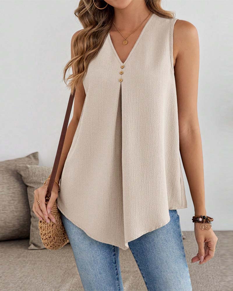 Tank Topp V-Hals Dobbel Lag Løs