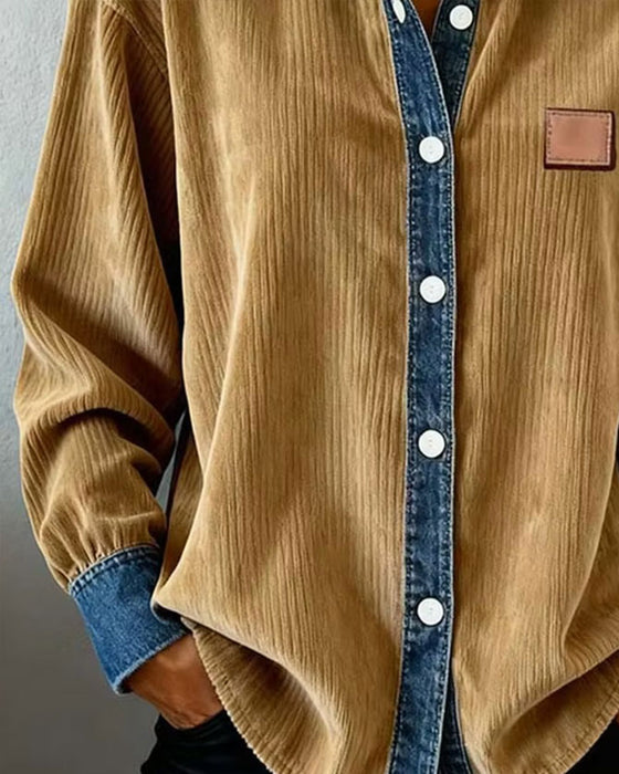 Skjorte Denim Patchwork Cordsfløyel
