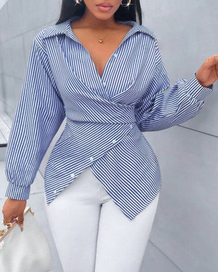 Bluse Stripe Slips Lang Erme