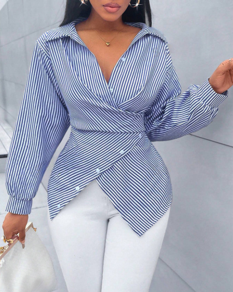 Bluse Stripe Slips Lang Erme