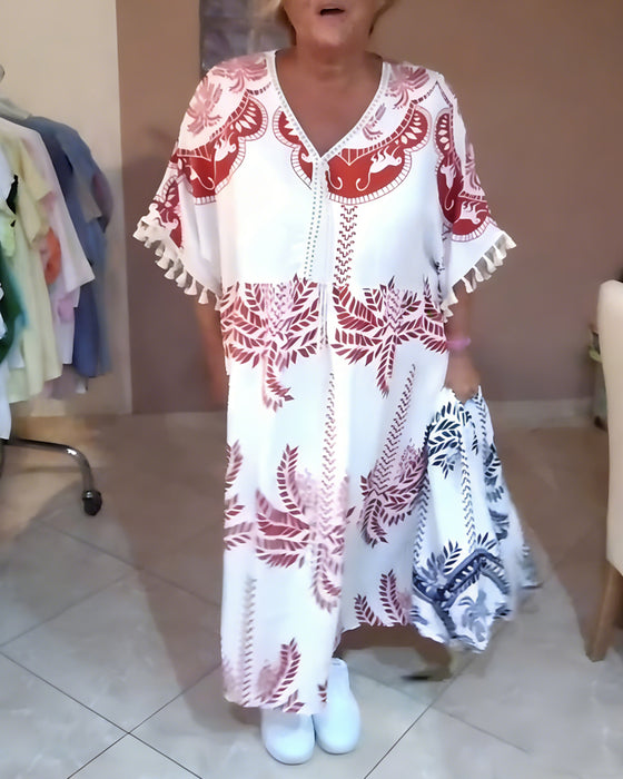 Kjole V-Hals Løs Plus Størrelse