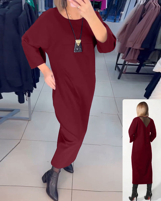 Kjole med lange ermer og lommer