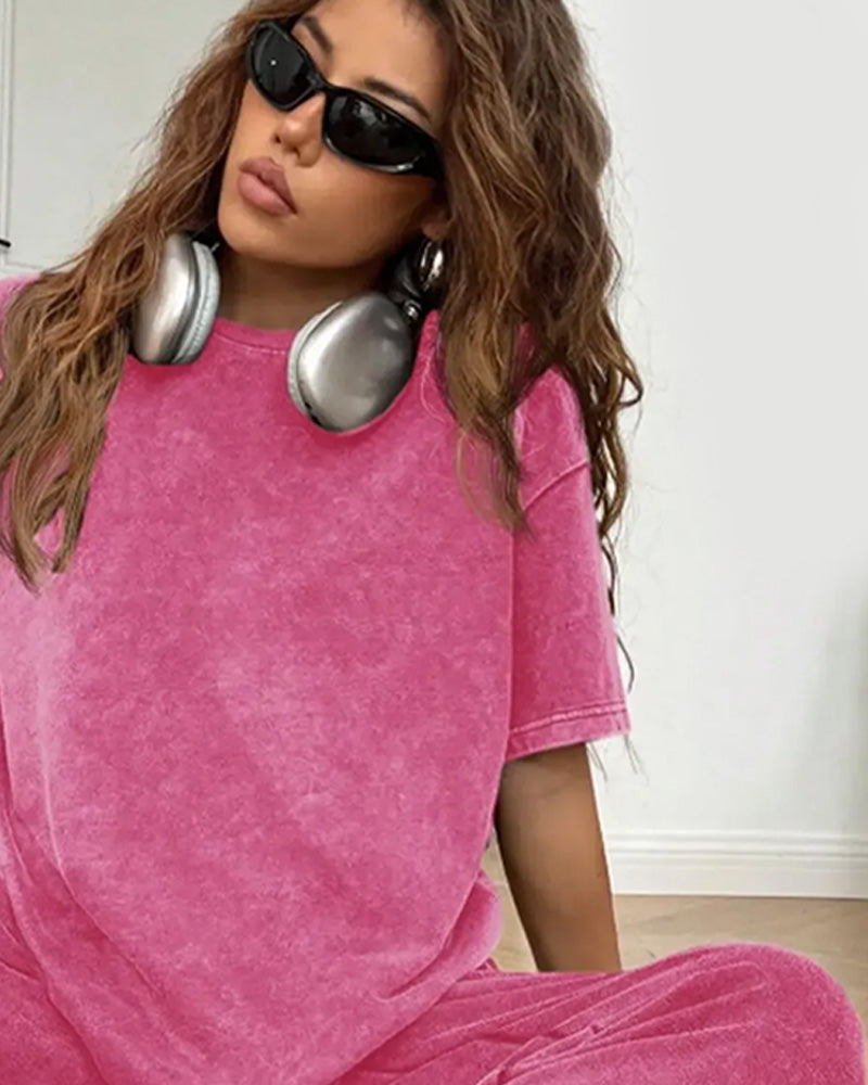 Sett Distressed Kort Erme Casual