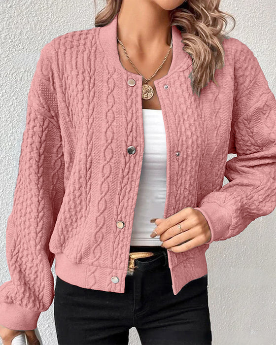 Ensfarget cardigan med knapper