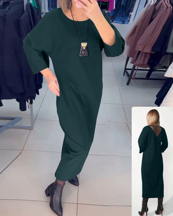 Kjole med lange ermer og lommer