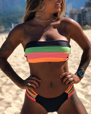 Sexy fargeblokktrykk-bikini