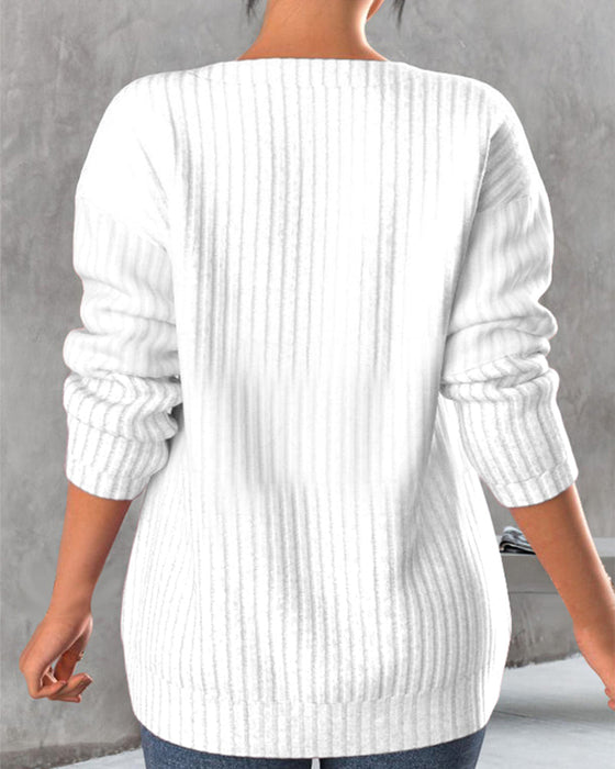 Topp med ensfarget med v-hals med glidelås