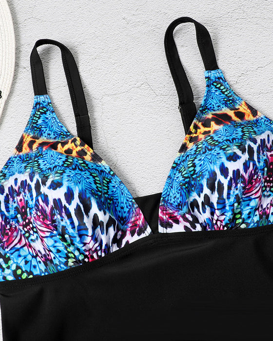 Bikini med høy midje og blomsterprint