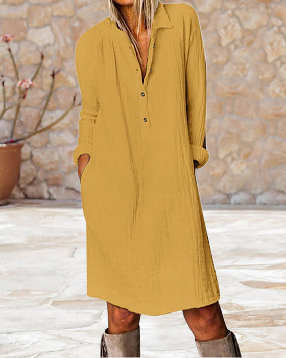 Langermet ensfarget kjole