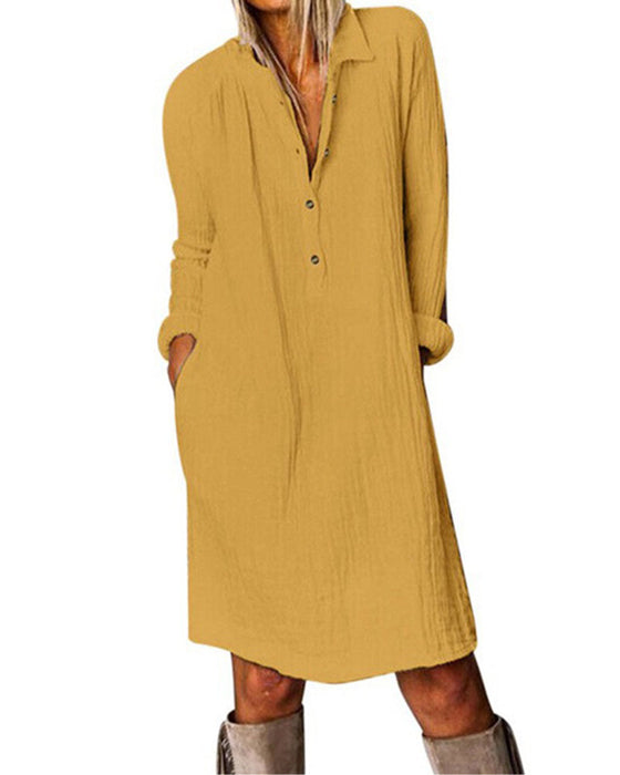 Langermet ensfarget kjole