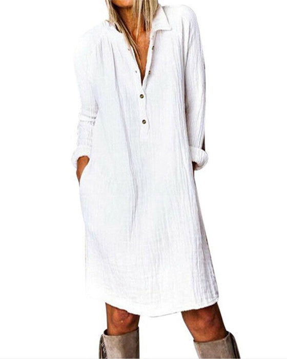 Langermet ensfarget kjole