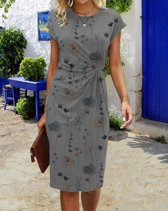 Blomsterprint kjole med korte ermer