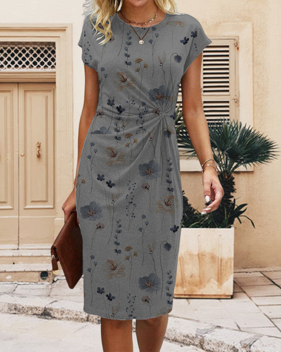 Blomsterprint kjole med korte ermer