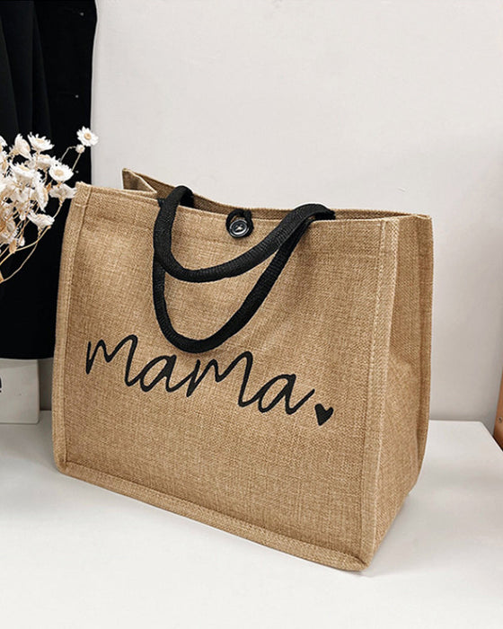 Bærbar lin skulderveske med stor kapasitet