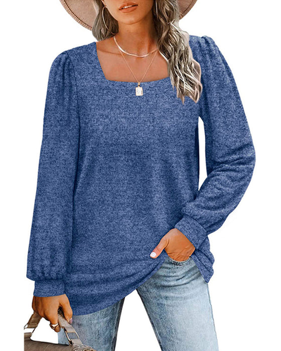 Langermet topp med firkantet hals