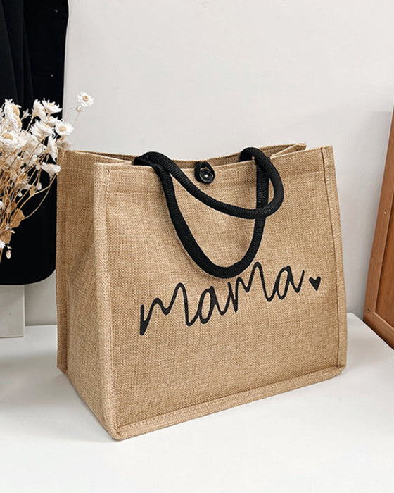 Bærbar lin skulderveske med stor kapasitet