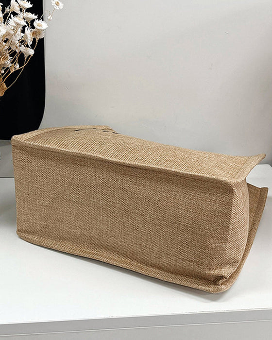 Bærbar lin skulderveske med stor kapasitet