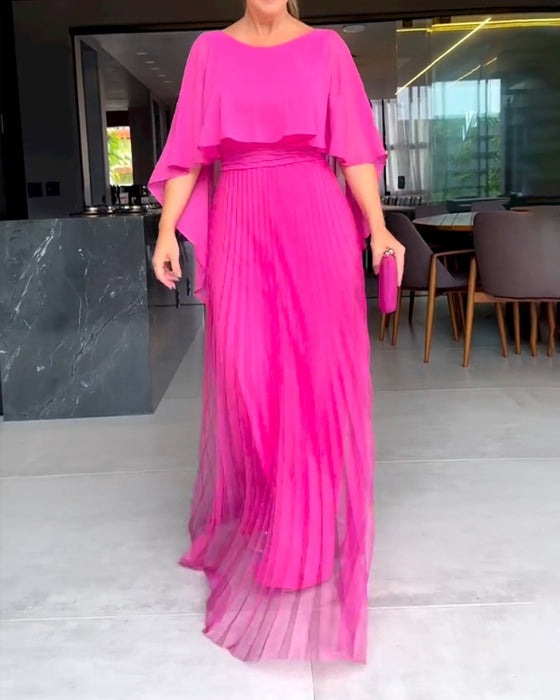 A-line maxikjole med rund hals