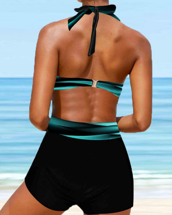 Halterneck crossbikini med stropper