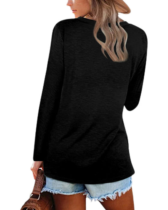 V-hals ensfarget langermet t-skjorte