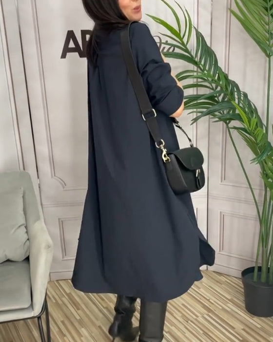 Ensfarget casual kjole med jakkeslag