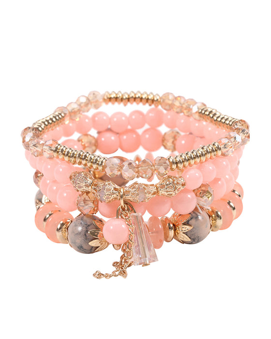 Flerlags perlearmbånd med frynser i bohemisk-stil