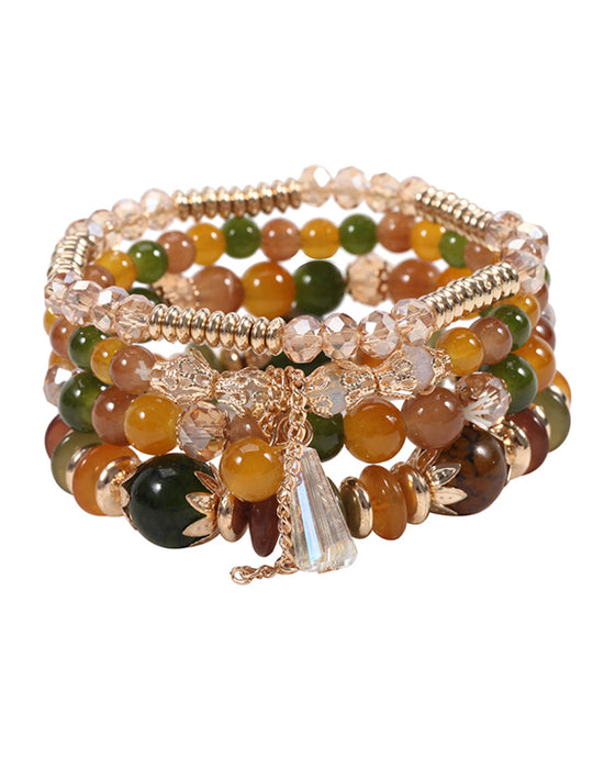 Flerlags perlearmbånd med frynser i bohemisk-stil