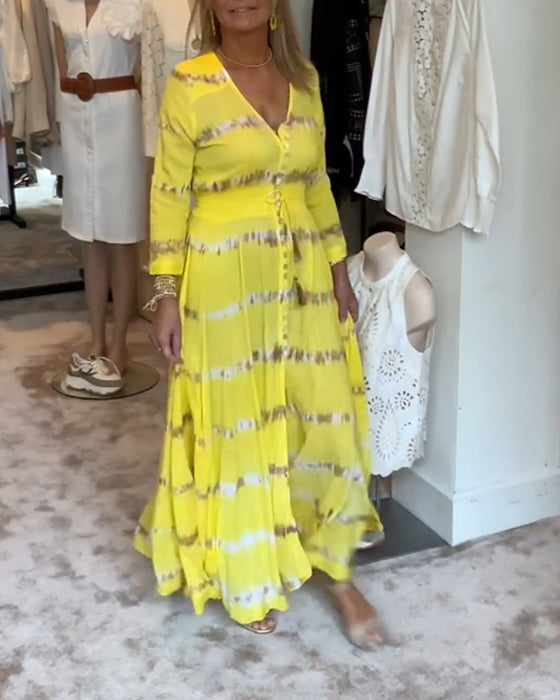 Elegant lang pendlerkjole for kvinner