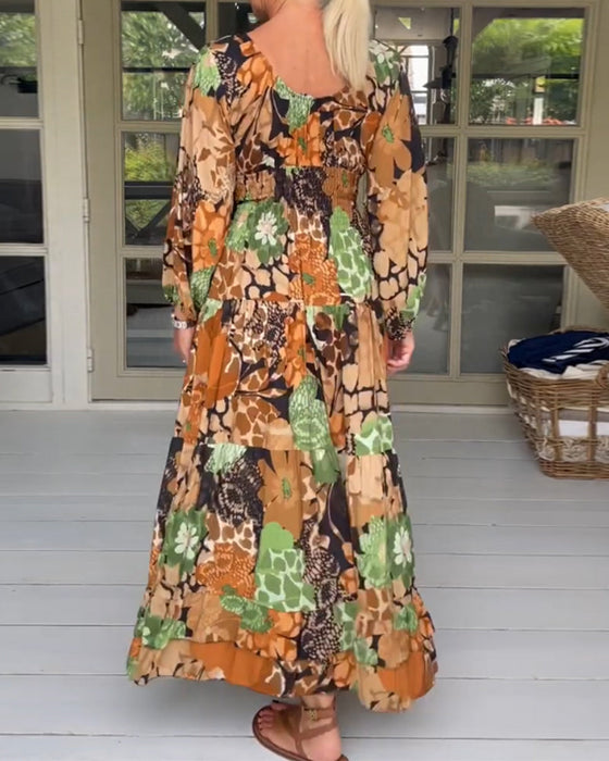 V-hals kjole med lange ermer