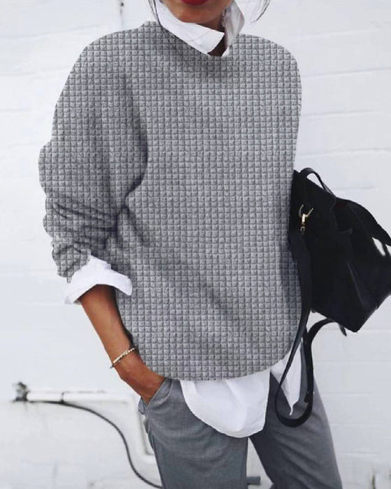 Ensfarget sweatshirt med rund hals