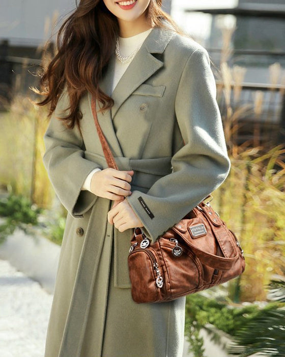 Vintage messenger bag i mykt skinn