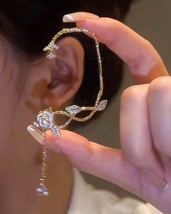 1 stk rhinestone blomsterbladmønster dusk øreklatrer