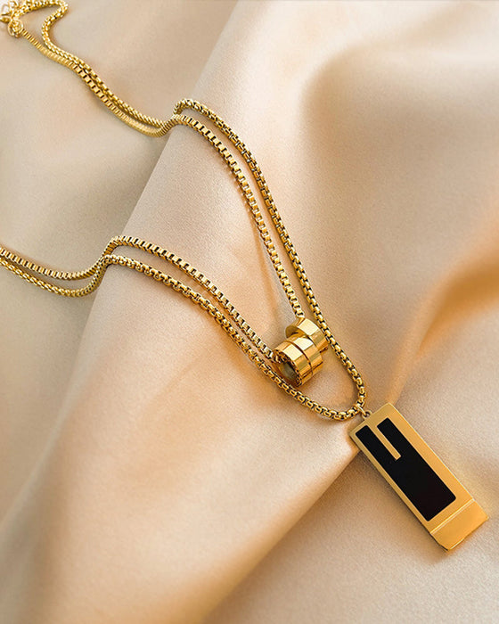 Dobbelt langt halskjede i titanstål