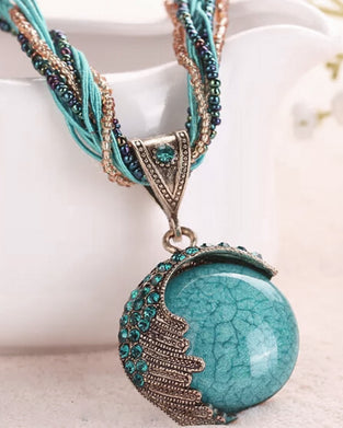 Boho håndflettet kjede med anheng