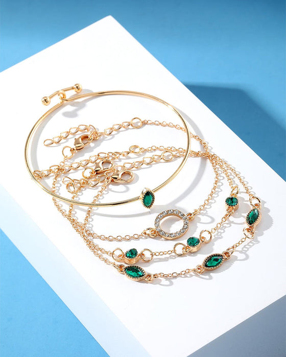 Sirkel rombe rhinestone armbånd sett med fire